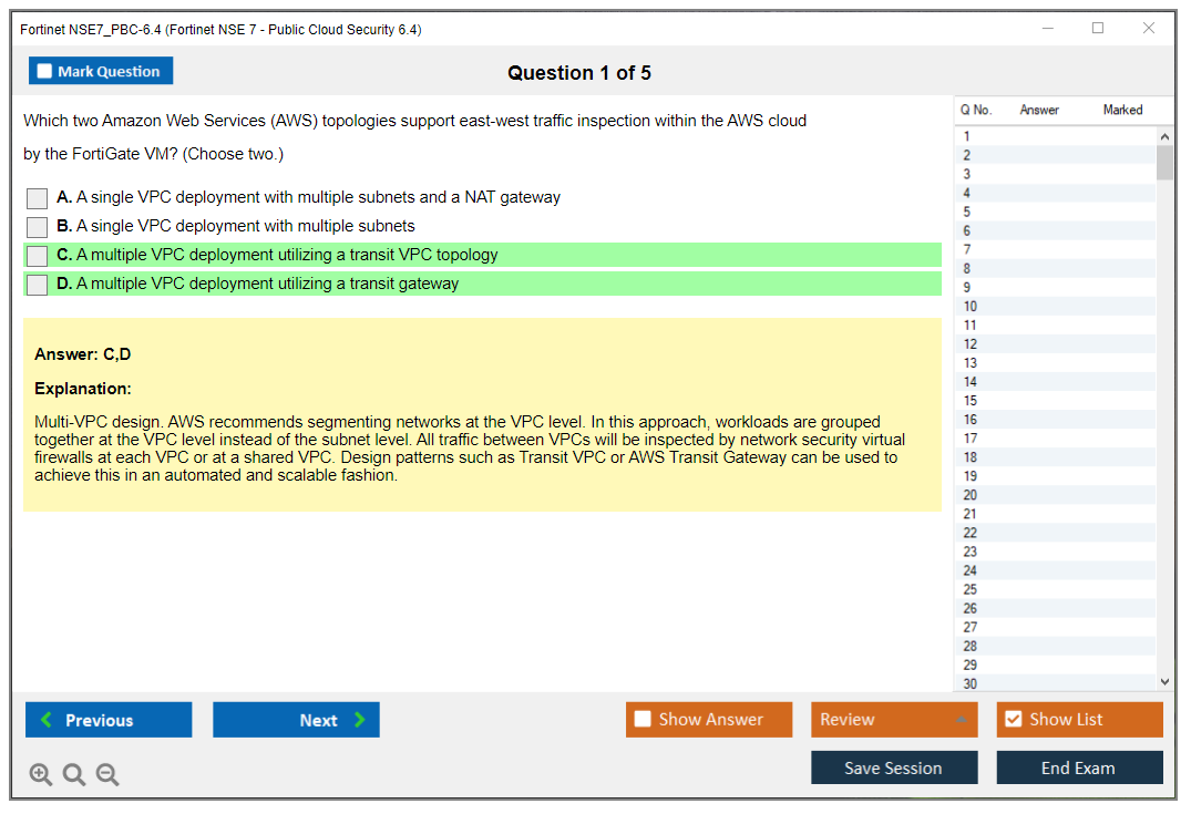 Fortinet NSE7_PBC-6.4 Fortinet NSE 7 - Public Cloud Security 6.4 Practice test exam simulator test engine exam dumps questions answers Image 1