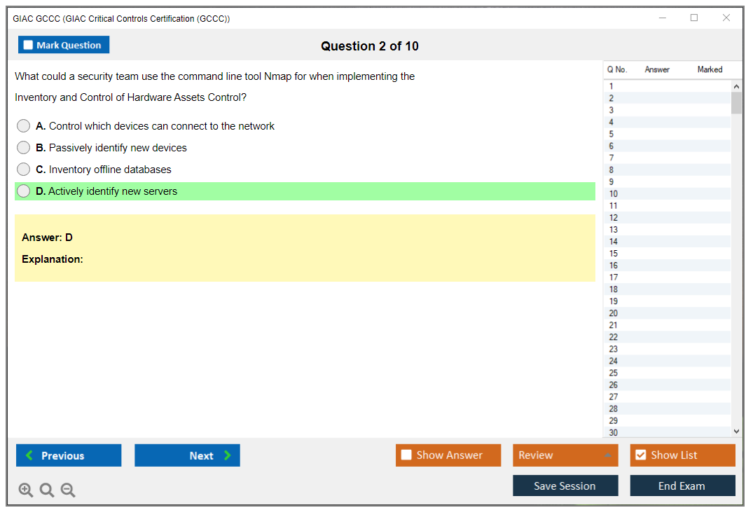GIAC GCCC GIAC Critical Controls Certification (GCCC) Practice test exam simulator test engine exam dumps questions answers Image 2