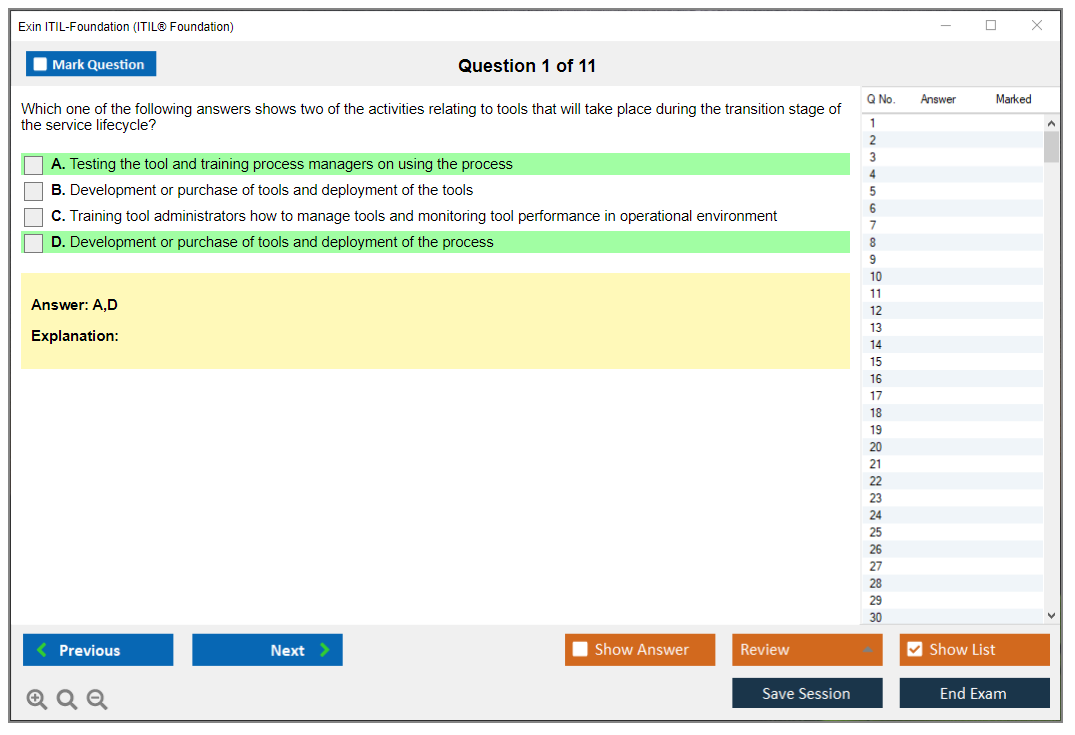 Exin ITIL-Foundation ITIL Foundation Certification - IT Service Management Practice test exam simulator test engine exam dumps questions answers Image 1