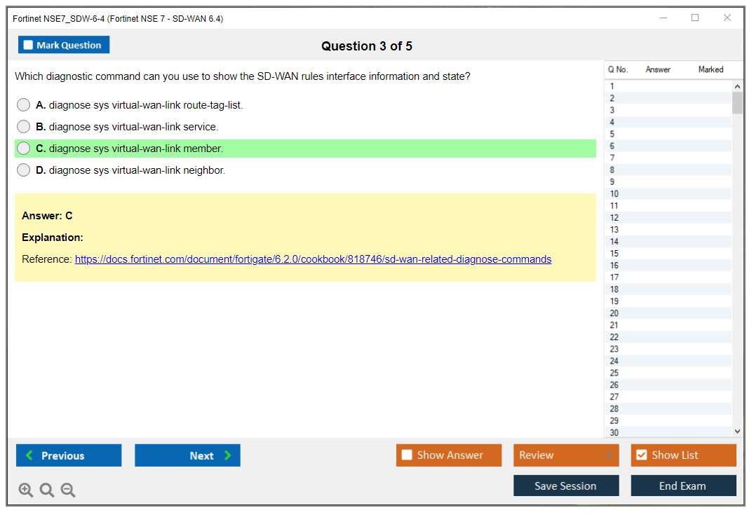 Fortinet NSE7_SDW-7.0 Fortinet NSE 7 - SD-WAN 6.4 Practice test exam simulator test engine exam dumps questions answers Image 3