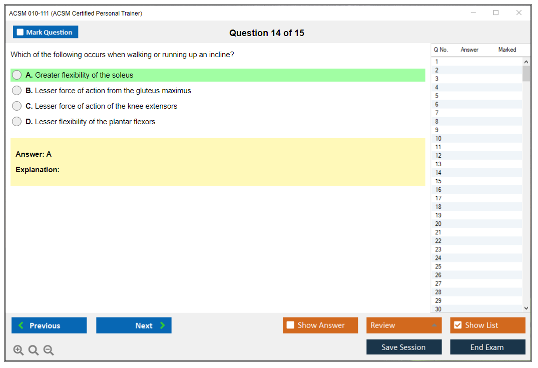 ACSM 010-111 ACSM Certified Personal Trainer Practice test exam simulator test engine exam Prep practice test questions answers Image 14