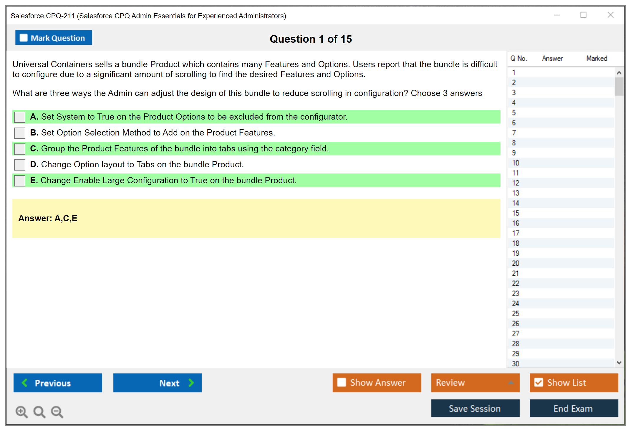 Salesforce CPQ-211 Salesforce CPQ Admin Essentials for Experienced Administrators Practice test exam simulator test engine exam dumps questions answers Image 1