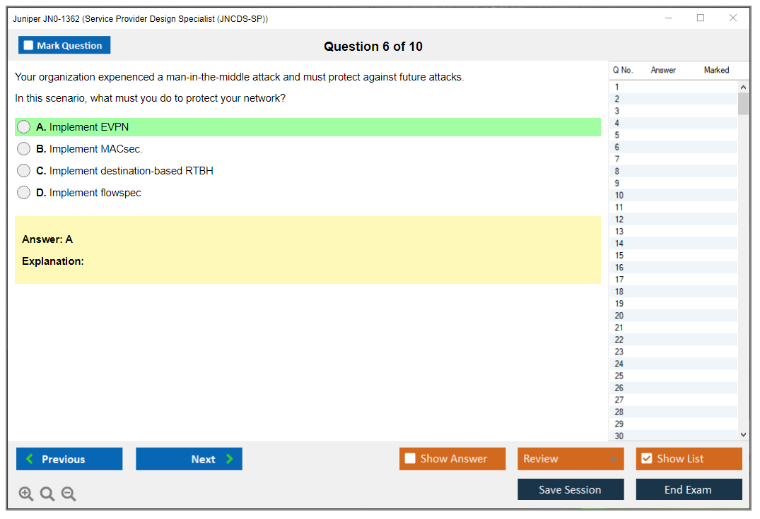 Juniper JN0-1362 Service Provider Design Specialist (JNCDS-SP) Practice test exam simulator test engine exam dumps questions answers Image 6