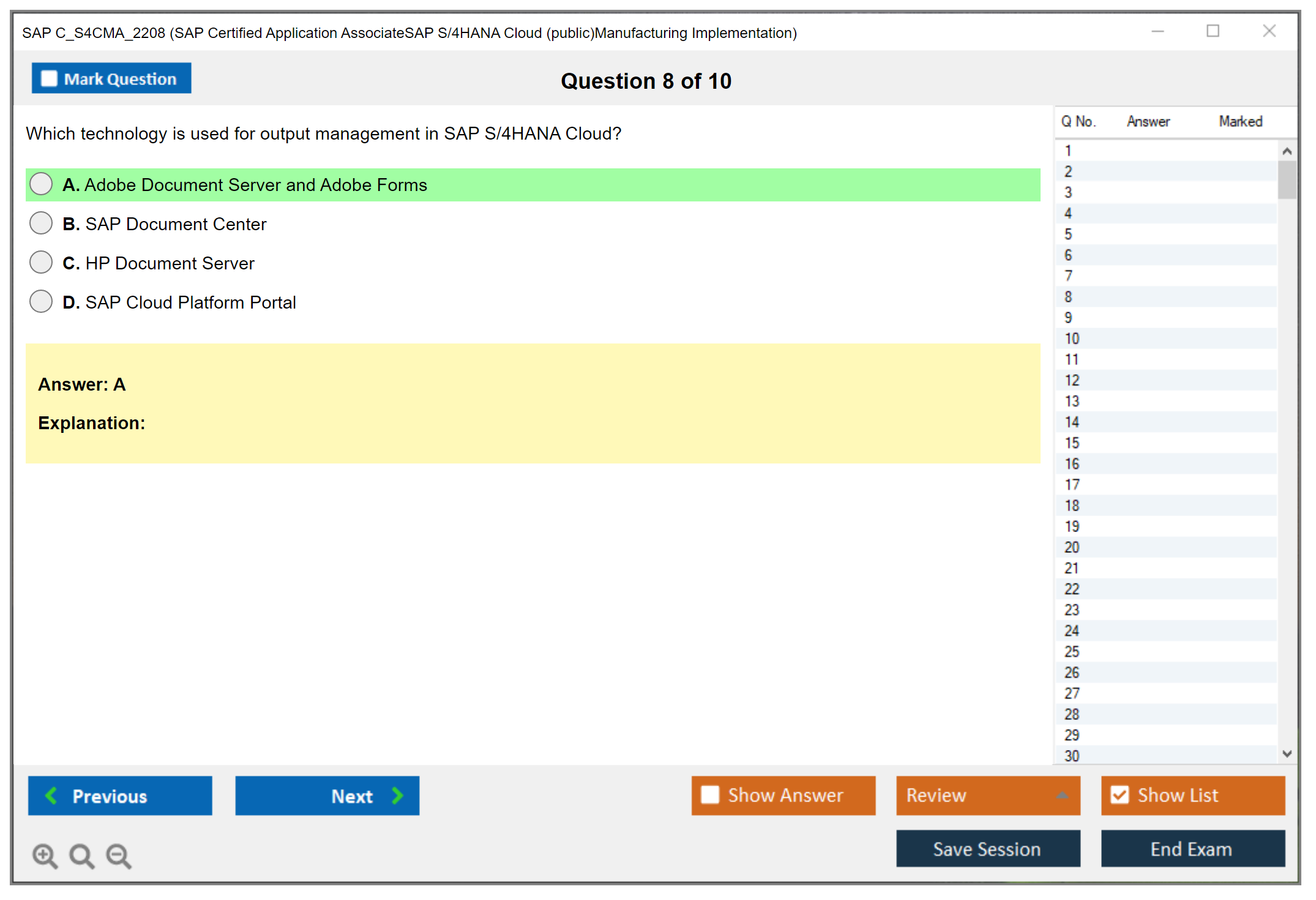 SAP C_S4CMA_2208 SAP Certified Application AssociateSAP S/4HANA Cloud (public)Manufacturing Implementation Practice test exam simulator test engine exam dumps questions answers Image 8