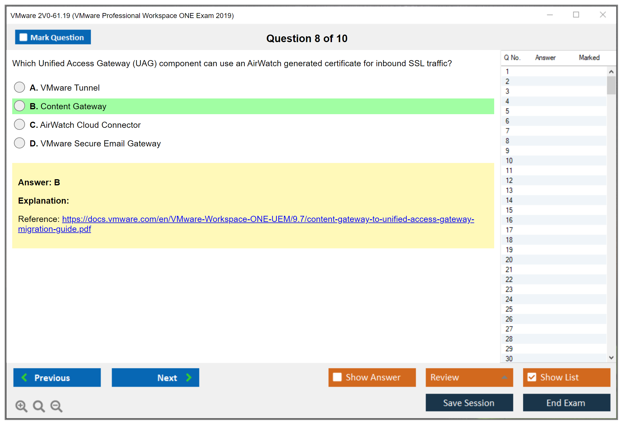 VMware 2V0-61.19 VMware Professional Workspace ONE Exam 2019 Practice test exam simulator test engine exam dumps questions answers Image 8