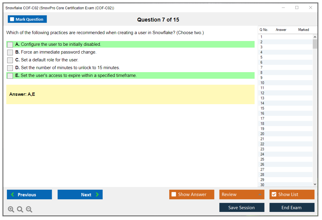 Snowflake COF-C02 SnowPro Core Certification Exam Practice test exam simulator test engine exam dumps questions answers Image 7