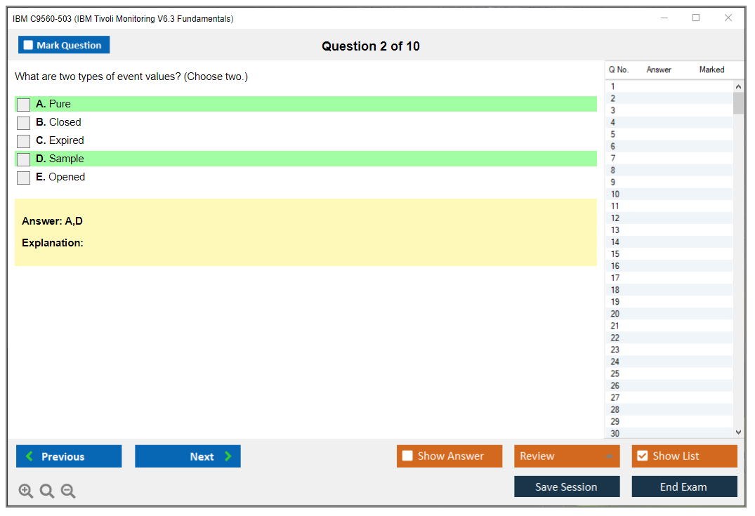 IBM C9560-503 IBM Tivoli Monitoring V6.3 Fundamentals Practice test exam simulator test engine exam dumps questions answers Image 2