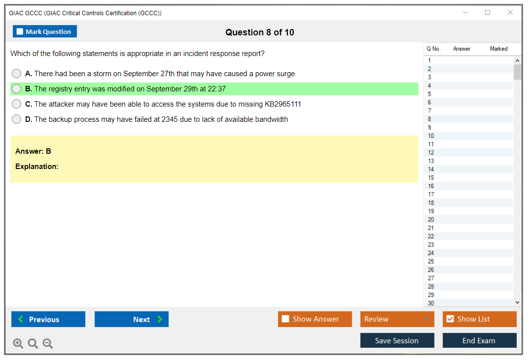 GIAC GCCC GIAC Critical Controls Certification (GCCC) Practice test exam simulator test engine exam dumps questions answers Image 8