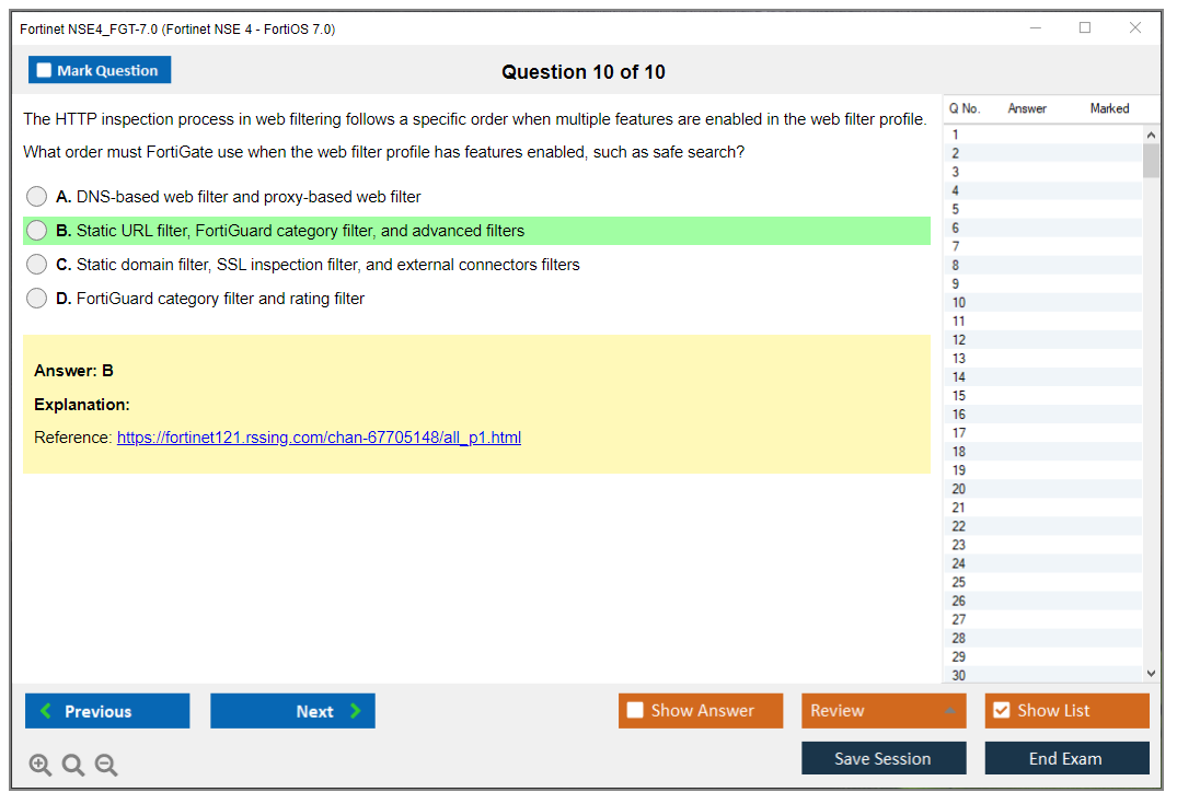 Fortinet NSE4_FGT-7.0 Fortinet NSE 4 - FortiOS 7.0 Practice test exam simulator test engine exam dumps questions answers Image 10