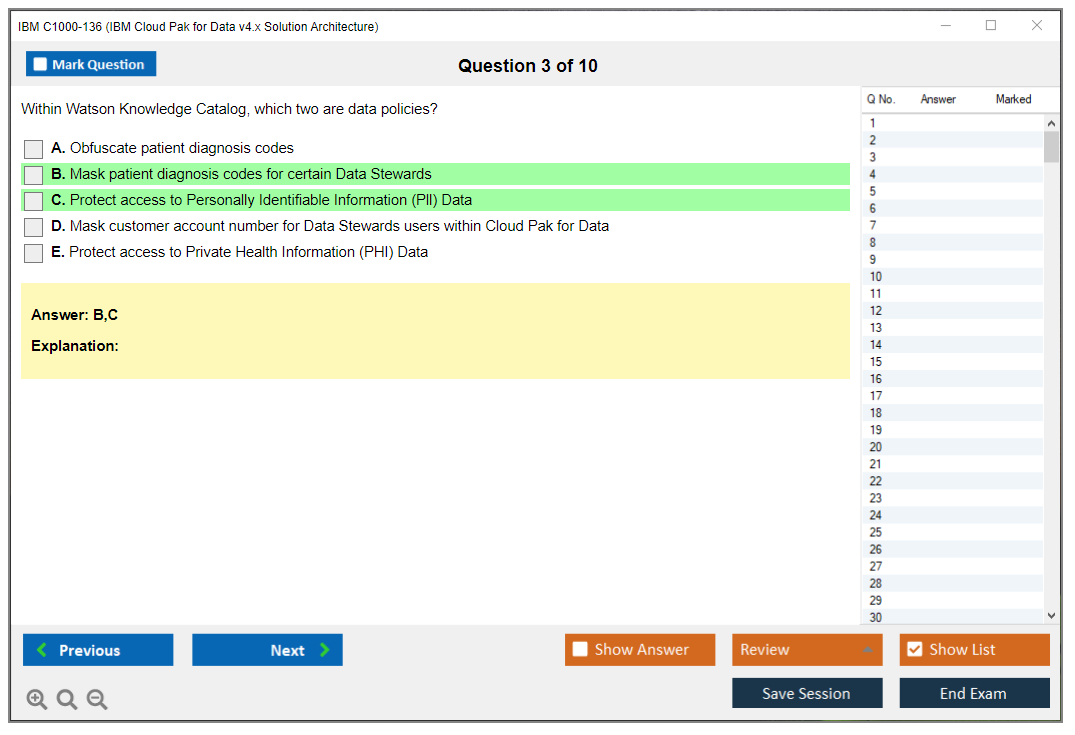IBM C1000-136 IBM Cloud Pak for Data v4.x Solution Architecture Practice test exam simulator test engine exam Prep practice test questions answers Image 3