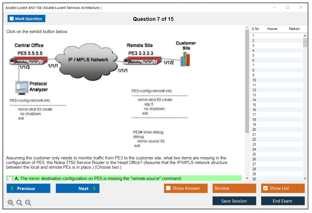 Alcatel-Lucent 4A0-104 Alcatel-Lucent Services Architecture Practice test exam simulator test engine exam dumps questions answers Image 7