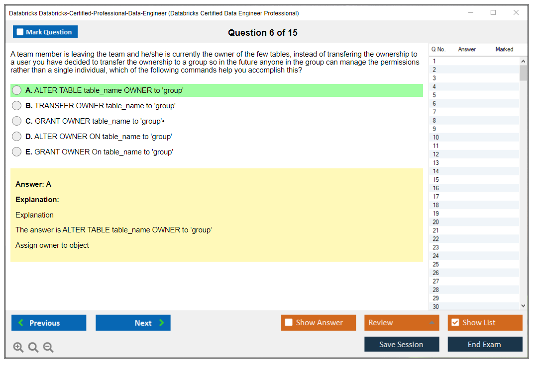 Databricks Databricks-Certified-Professional-Data-Engineer Databricks Certified Data Engineer Professional Exam Practice test exam simulator test engine exam dumps questions answers Image 6