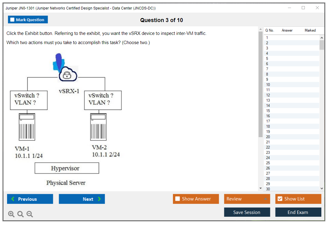 Juniper JN0-1301 Juniper Networks Certified Design Specialist - Data Center (JNCDS-DC) Practice test exam simulator test engine exam dumps questions answers Image 3