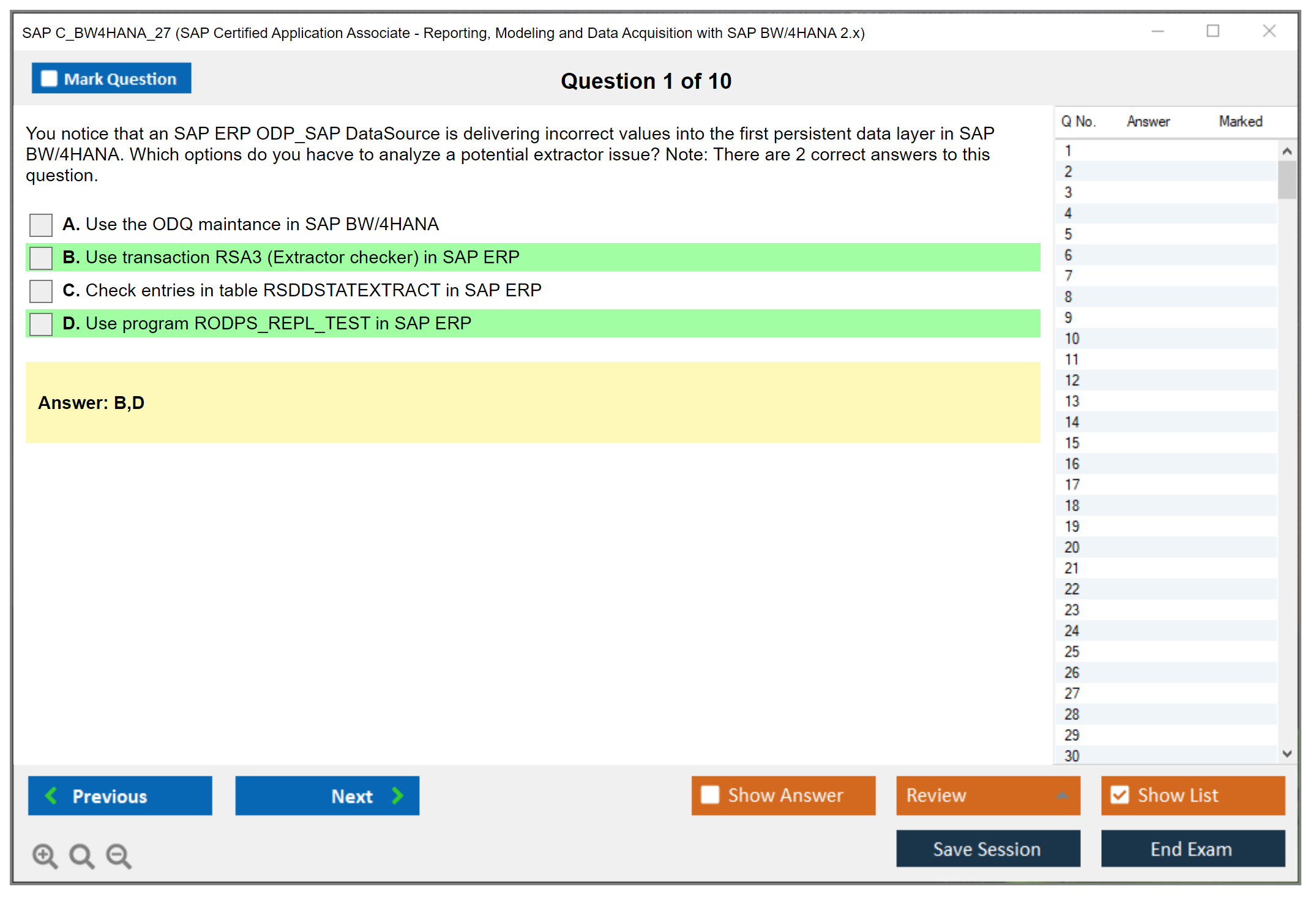 SAP C_BW4HANA_27 SAP Certified Associate - Reporting, Modeling and Data Acquisition with SAP BW/4HANA 2.x Practice test exam simulator test engine exam Prep practice test questions answers Image 1