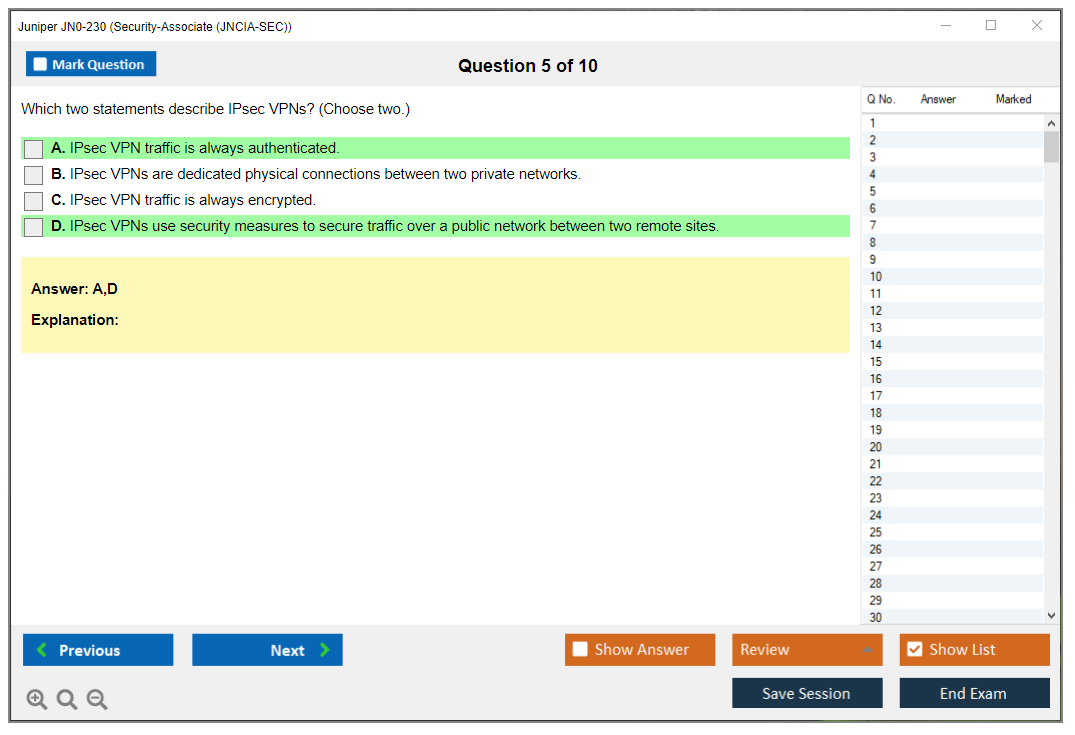Juniper JN0-230 Security-Associate (JNCIA-SEC) Practice test exam simulator test engine exam dumps questions answers Image 5