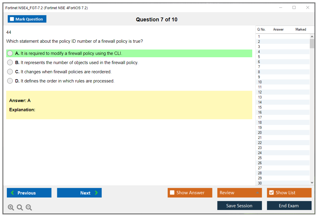 Fortinet NSE4_FGT-7.2 Fortinet NSE 4 - FortiOS 7.2 Practice test exam simulator test engine exam dumps questions answers Image 7