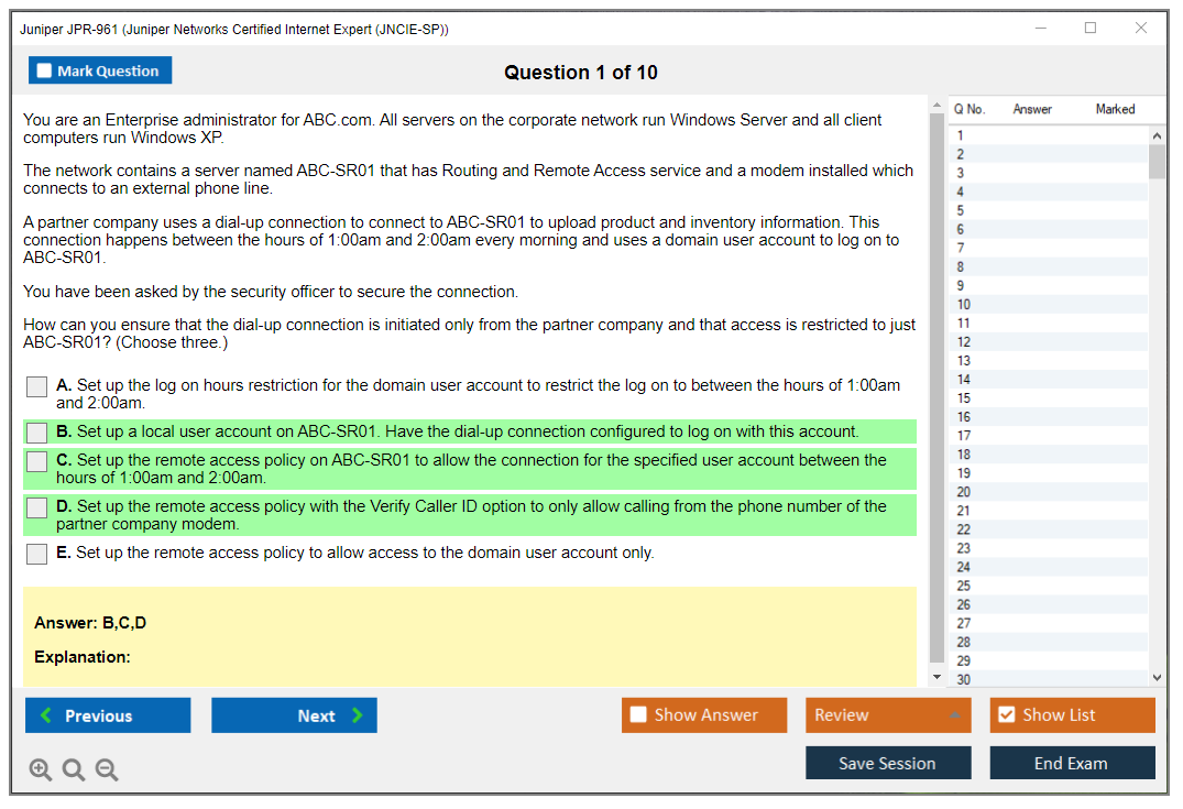 Juniper JPR-961 Juniper Networks Certified Internet Expert (JNCIE-SP) Practice test exam simulator test engine exam dumps questions answers Image 1