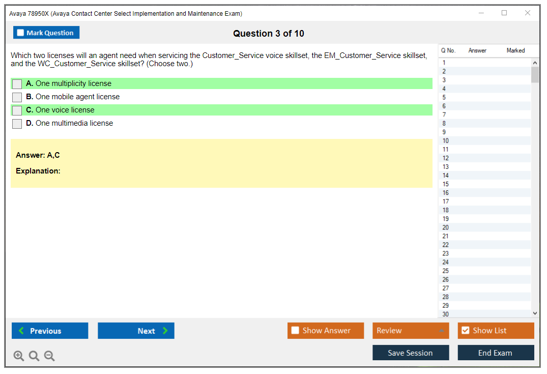 Avaya 78950X Avaya Contact Center Select Implementation and Maintenance Exam Practice test exam simulator test engine exam dumps questions answers Image 3