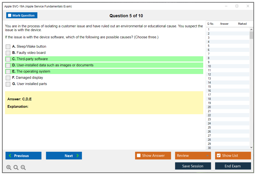 Apple SVC-19A Apple Service Fundamentals Exam Practice test exam simulator test engine exam dumps questions answers Image 5
