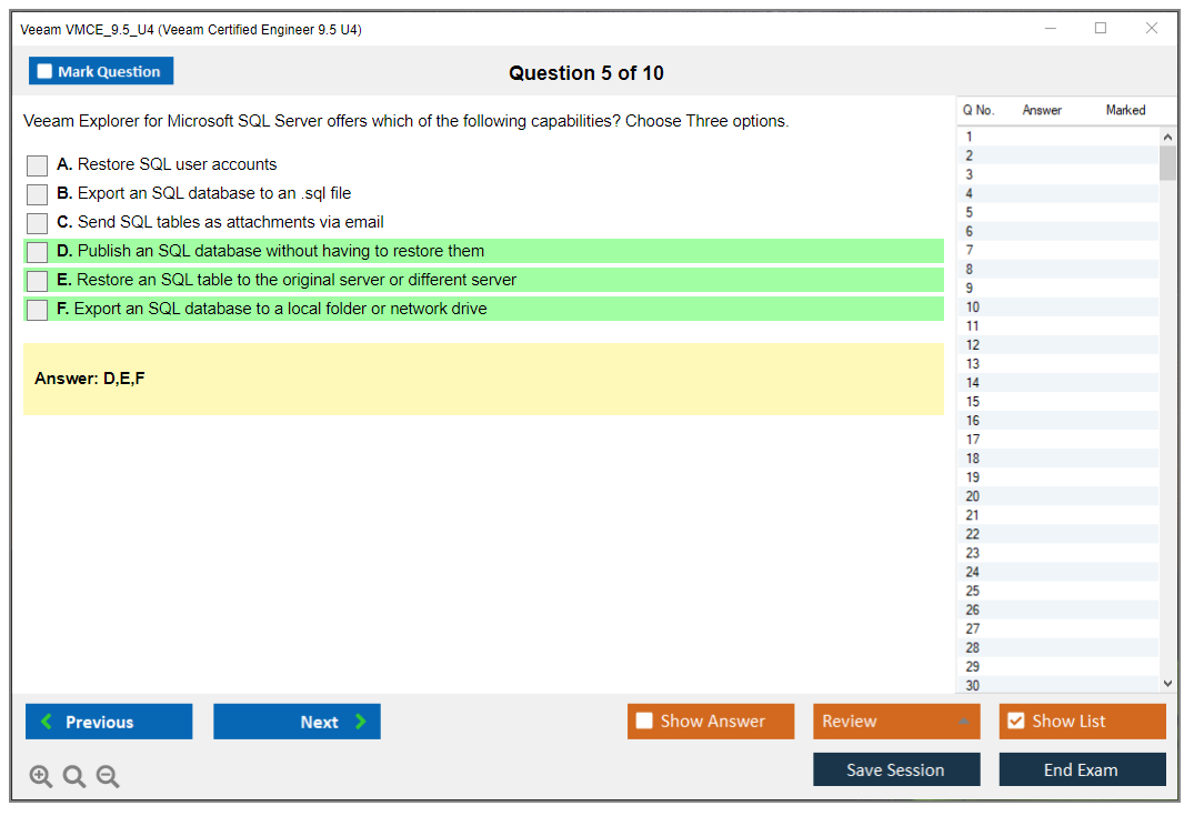 Veeam VMCE_9.5_U4 Veeam Certified Engineer 9.5 U4 Practice test exam simulator test engine exam dumps questions answers Image 5