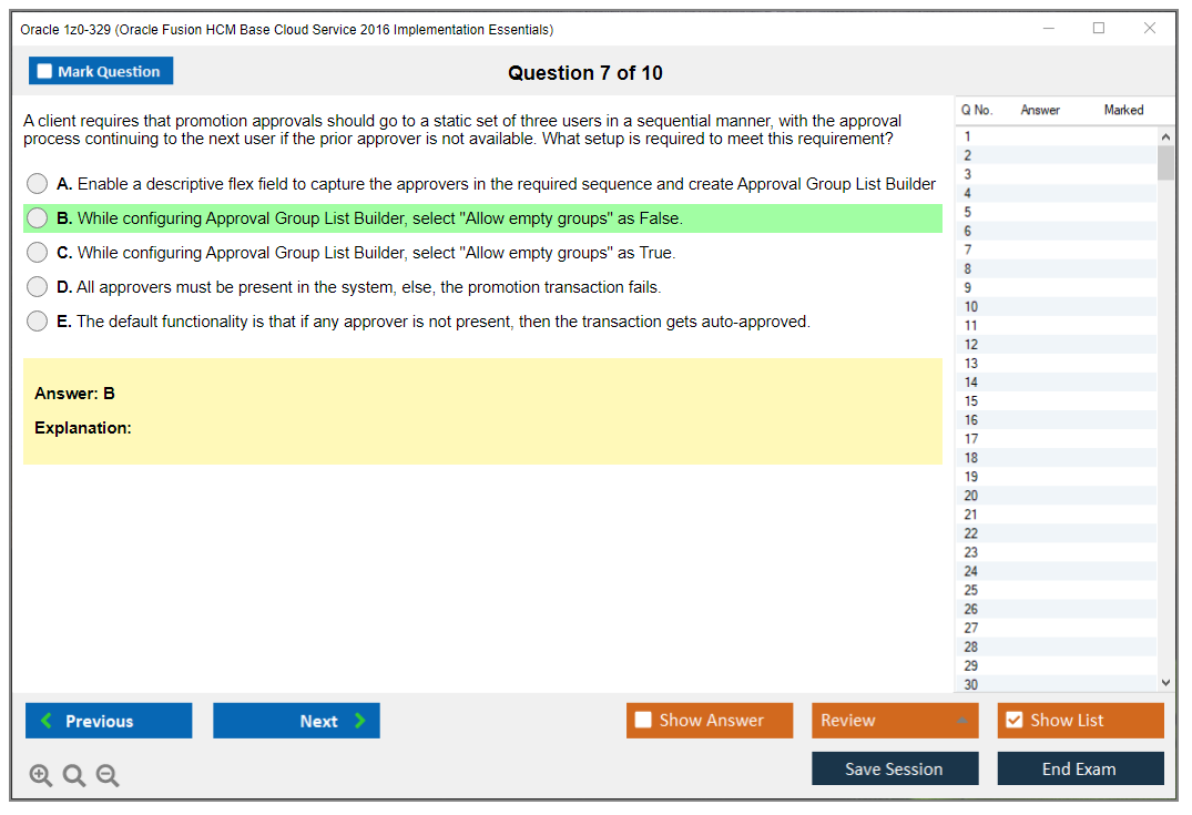 Oracle 1z0-329 Oracle Fusion HCM Base Cloud Service 2016 Implementation Essentials Practice test exam simulator test engine exam dumps questions answers Image 7