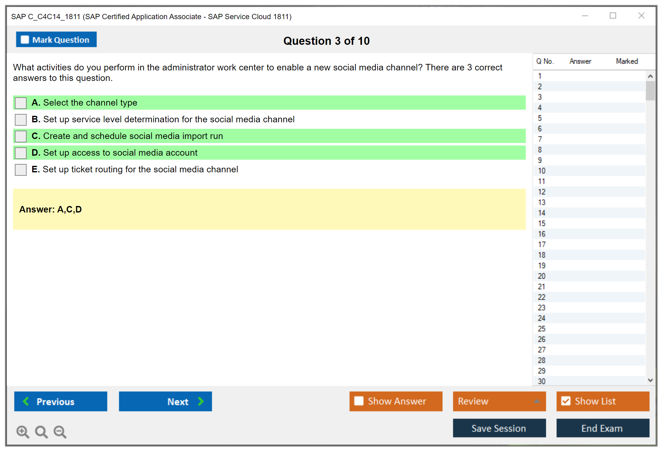 SAP C_C4C14_1811 SAP Certified Application Associate - SAP Service Cloud 1811 Practice test exam simulator test engine exam dumps questions answers Image 3