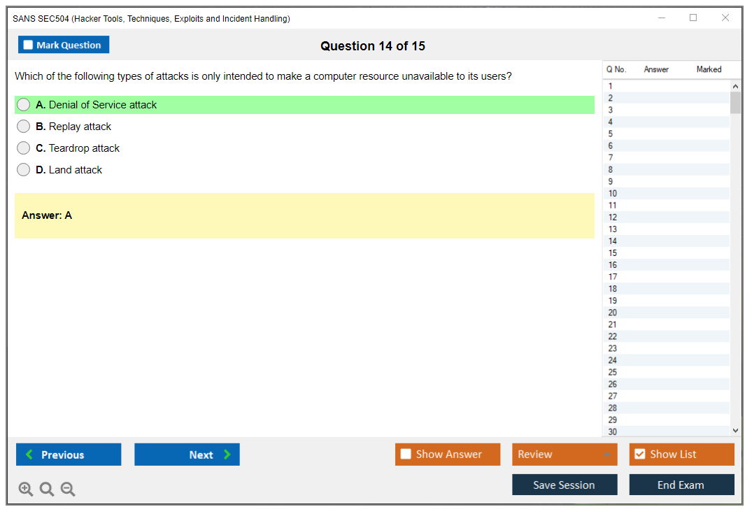 SANS SEC504 Hacker Tools, Techniques, Exploits and Incident Handling Practice test exam simulator test engine exam dumps questions answers Image 14