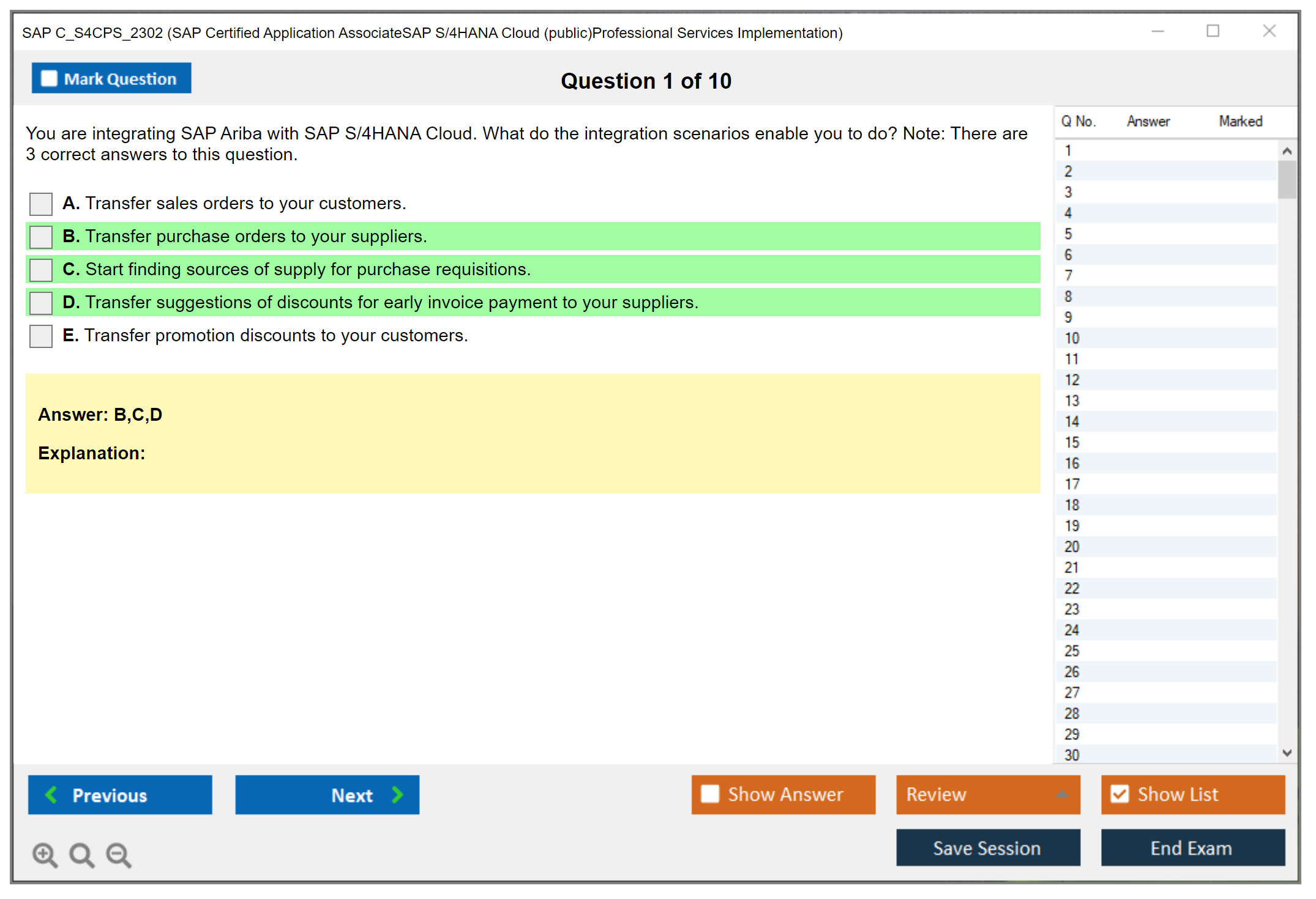 SAP C_S4CPS_2302 SAP Certified Application AssociateSAP S/4HANA Cloud (public)Professional Services Implementation Practice test exam simulator test engine exam Prep practice test questions answers Image 1