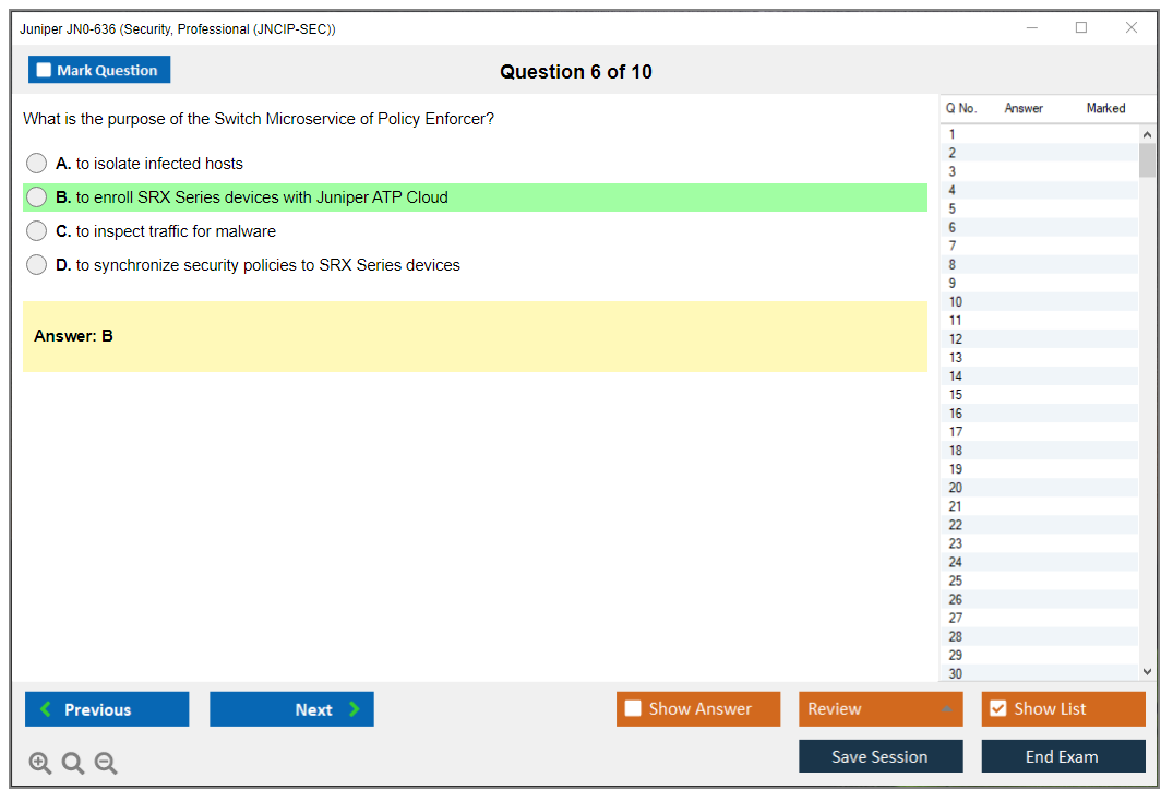 Juniper JN0-636 Security, Professional (JNCIP-SEC) Practice test exam simulator test engine exam dumps questions answers Image 6