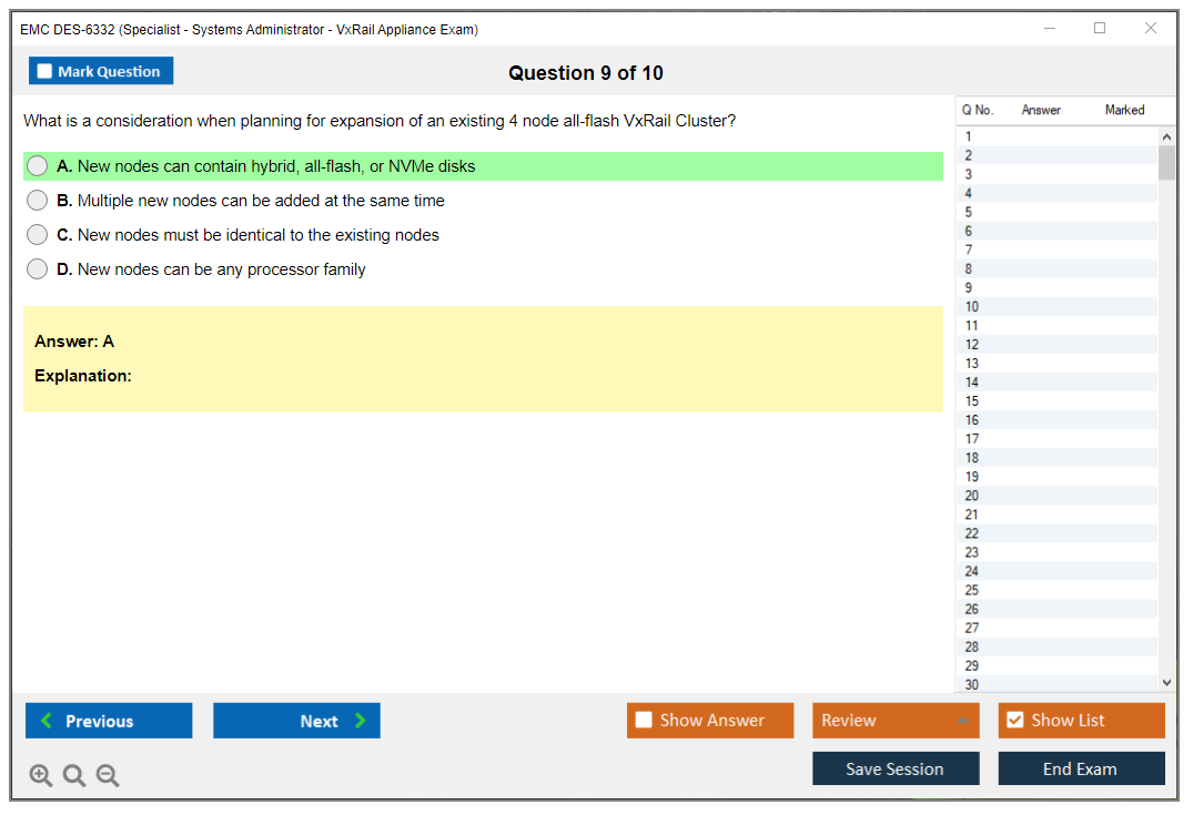 EMC DES-6332 Specialist - Systems Administrator, VxRail Appliance Exam Practice test exam simulator test engine exam dumps questions answers Image 9