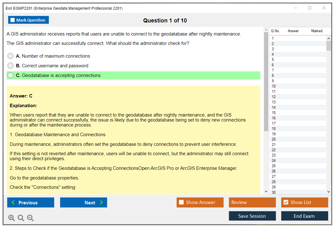 Esri EGMP2201 Enterprise Geodata Management Professional 2201 Practice test exam simulator test engine exam dumps questions answers Image 1