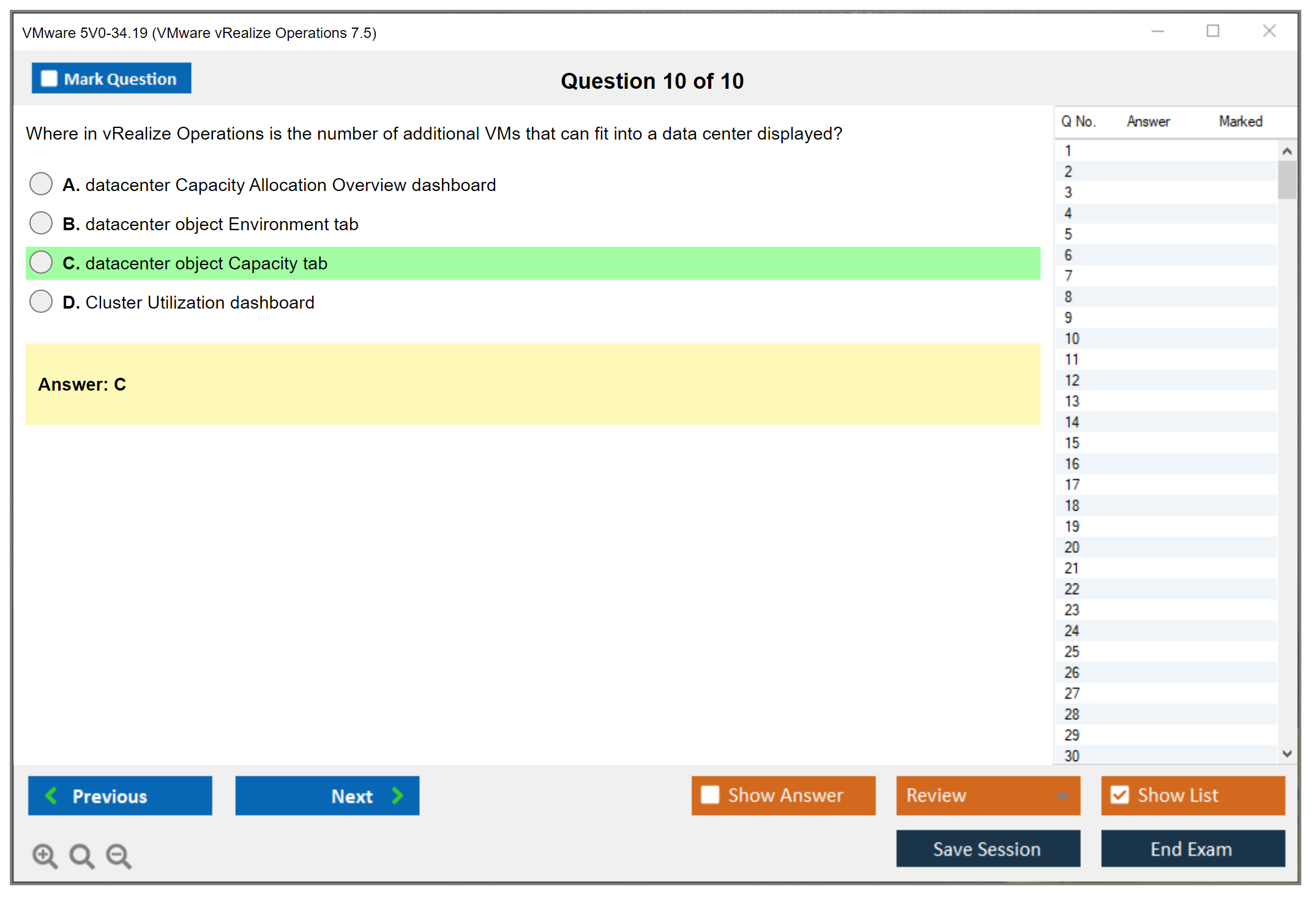 VMware 5V0-34.19 VMware vRealize Operations 7.5 Practice test exam simulator test engine exam dumps questions answers Image 10