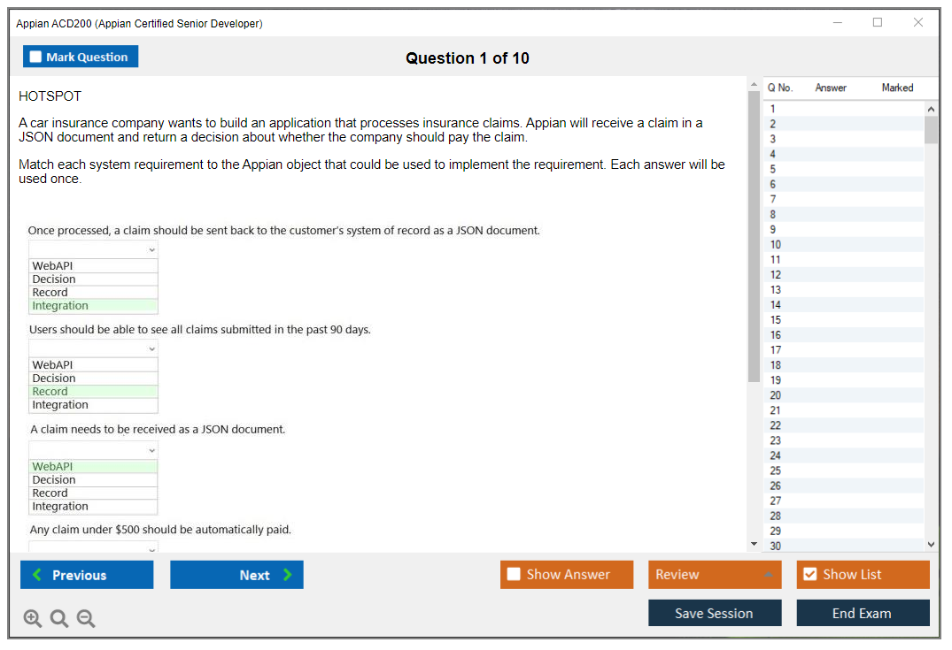 Appian ACD200 Appian Certified Senior Developer Practice test exam simulator test engine exam dumps questions answers Image 1