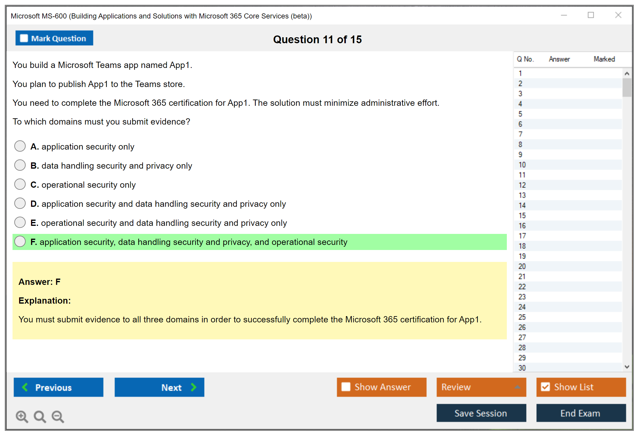Microsoft MS-600 Building Applications and Solutions with Microsoft 365 Core Services Practice test exam simulator test engine exam dumps questions answers Image 11