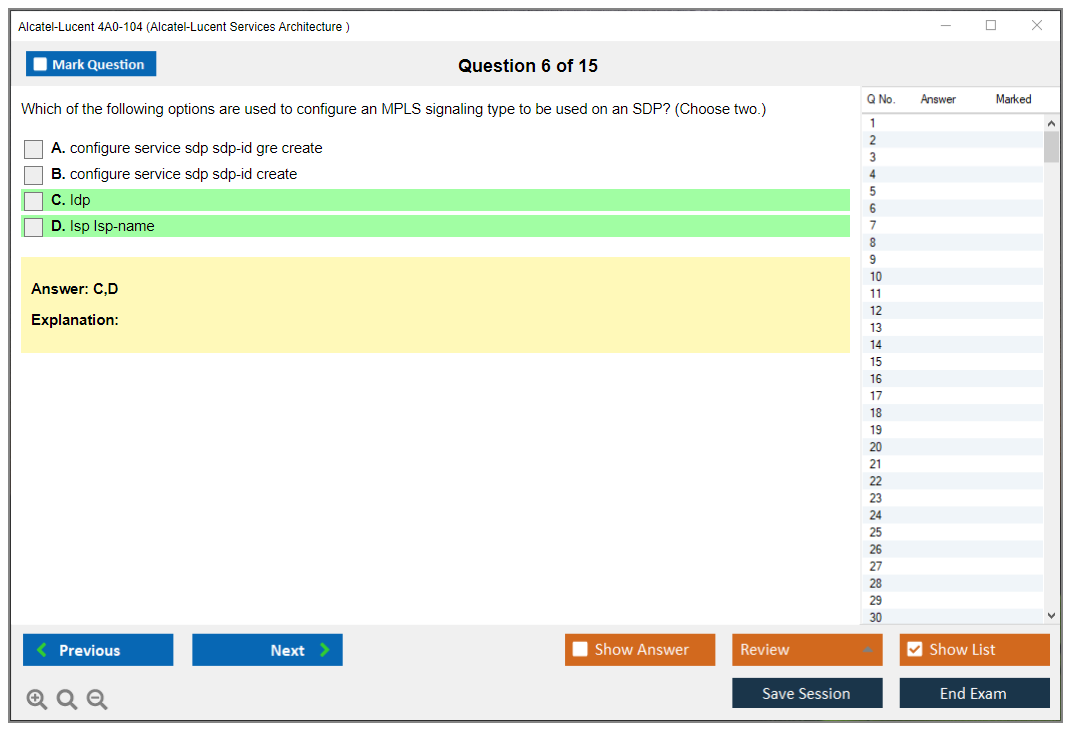Alcatel-Lucent 4A0-104 Alcatel-Lucent Services Architecture Practice test exam simulator test engine exam dumps questions answers Image 6