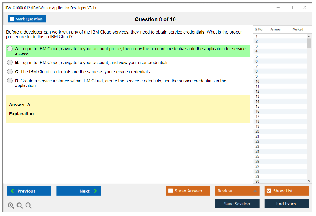 IBM C1000-012 IBM Watson Application Developer V3.1 Practice test exam simulator test engine exam dumps questions answers Image 8