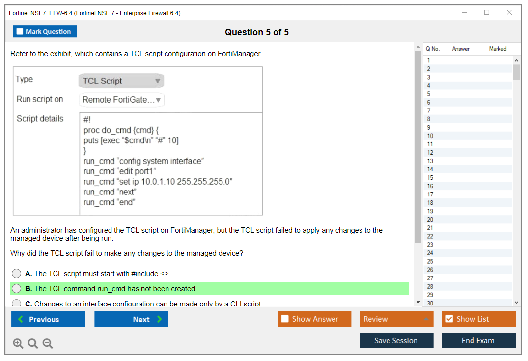 Fortinet NSE7_EFW-6.4 Fortinet NSE 7 - Enterprise Firewall 6.4 Practice test exam simulator test engine exam dumps questions answers Image 5