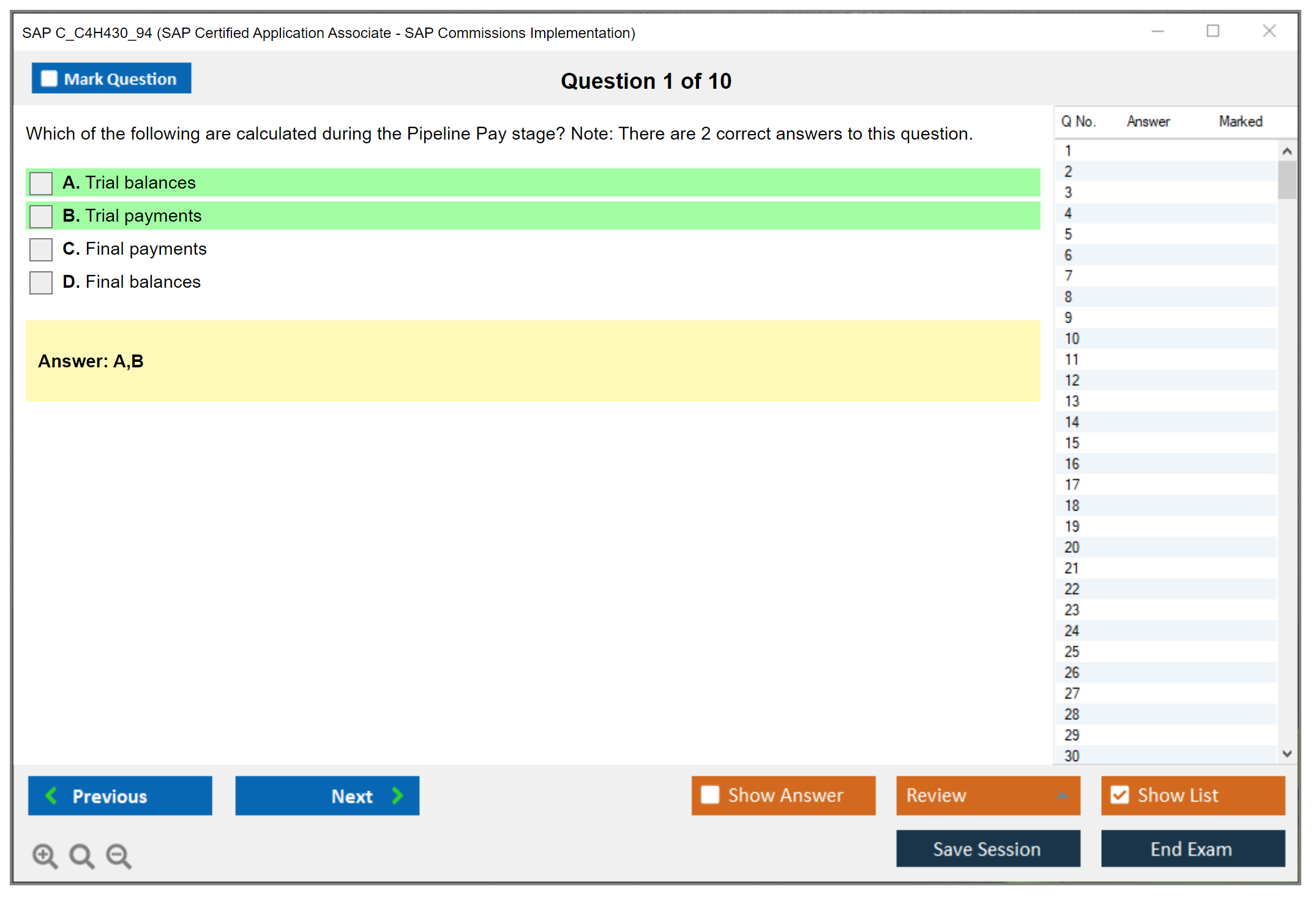 SAP C_C4H430_94 SAP Certified Application Associate - SAP Commissions Implementation Practice test exam simulator test engine exam dumps questions answers Image 1