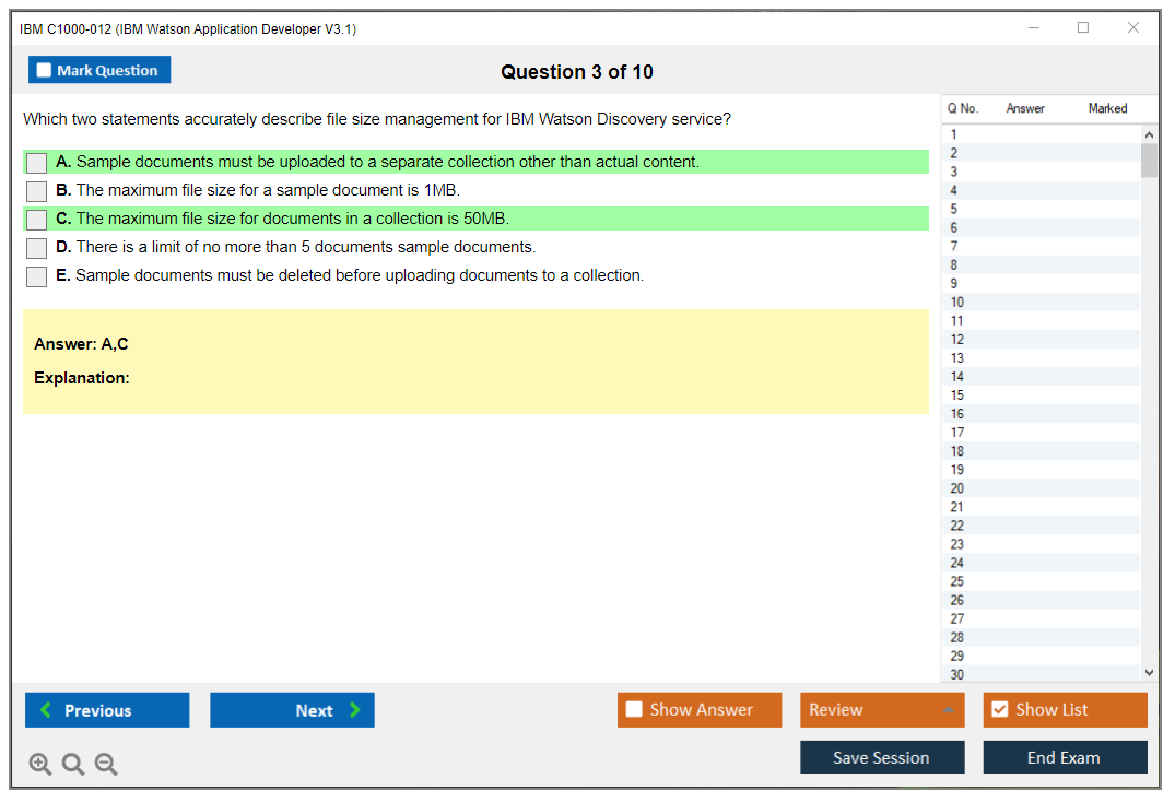IBM C1000-012 IBM Watson Application Developer V3.1 Practice test exam simulator test engine exam dumps questions answers Image 3
