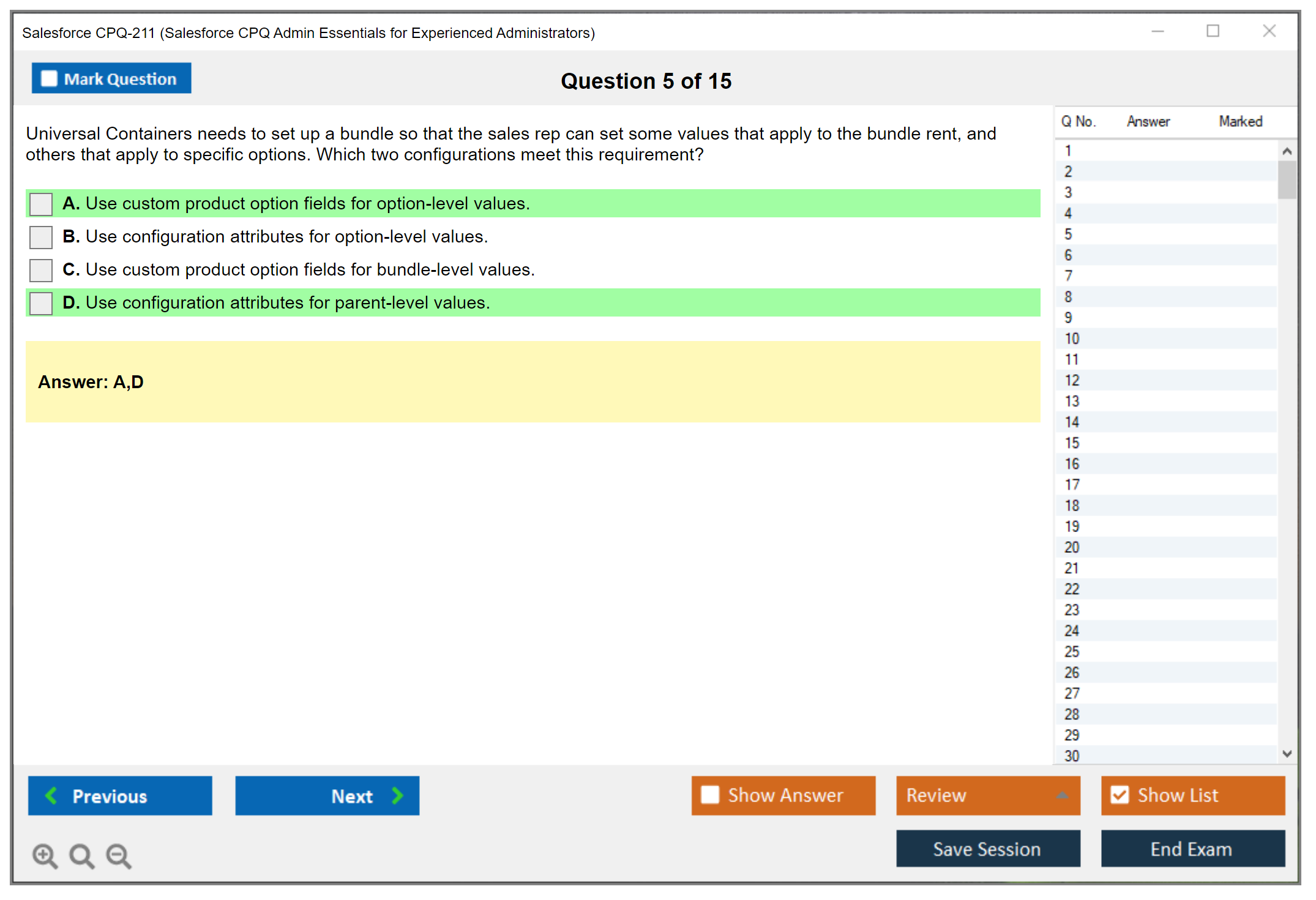 Salesforce CPQ-211 Salesforce CPQ Admin Essentials for Experienced Administrators Practice test exam simulator test engine exam dumps questions answers Image 5