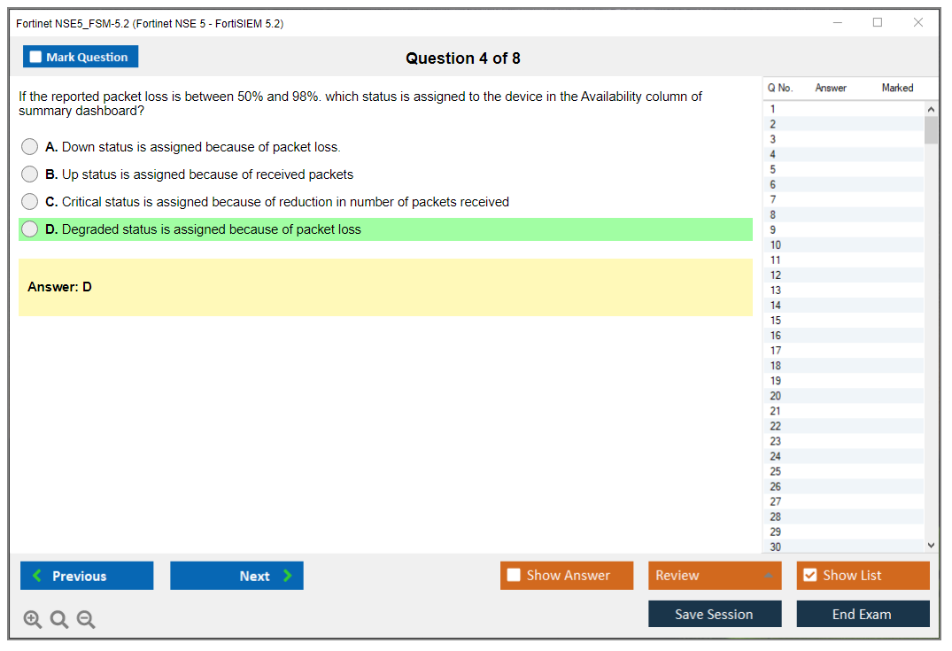 Fortinet NSE5_FSM-5.2 Fortinet NSE 5 - FortiSIEM 5.2 Practice test exam simulator test engine exam dumps questions answers Image 4