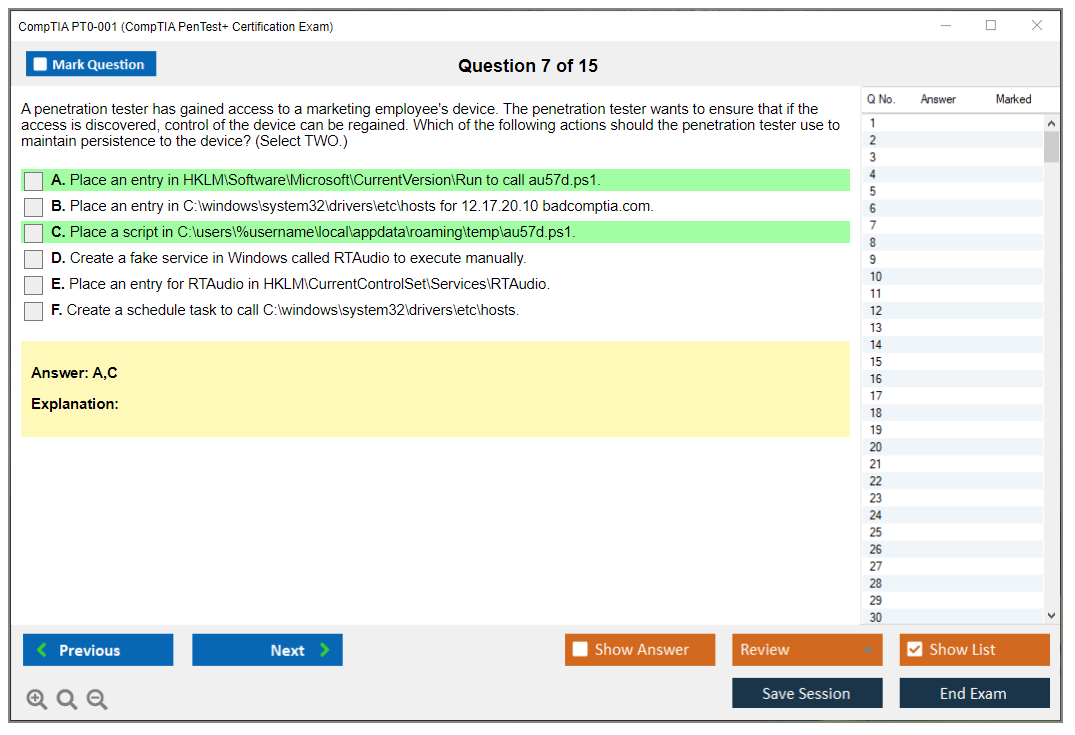 CompTIA PT0-001 CompTIA PenTest+ Certification Exam Practice test exam simulator test engine exam dumps questions answers Image 7