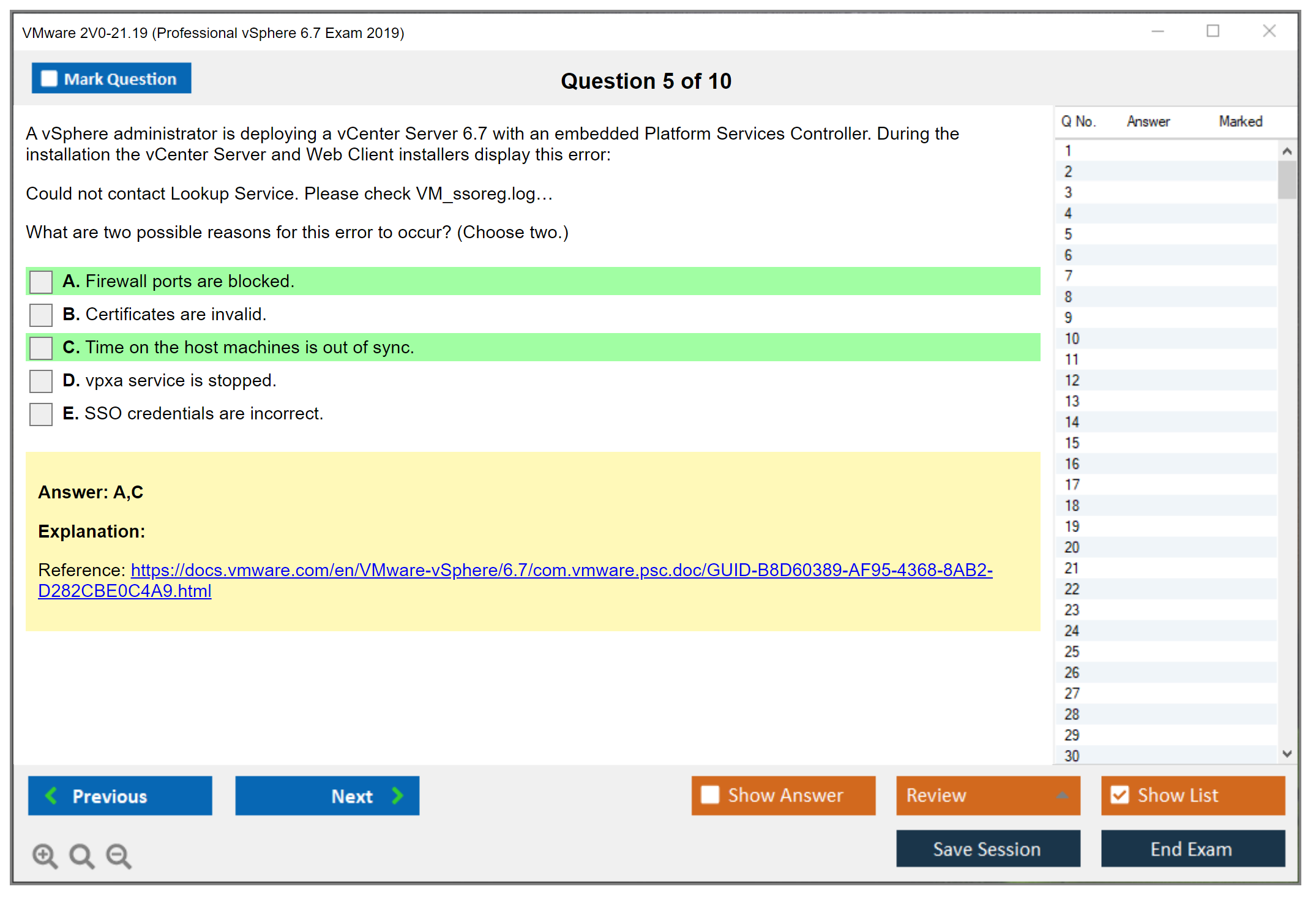 VMware 2V0-21.19 Professional vSphere 6.7 Exam 2019 Practice test exam simulator test engine exam dumps questions answers Image 5