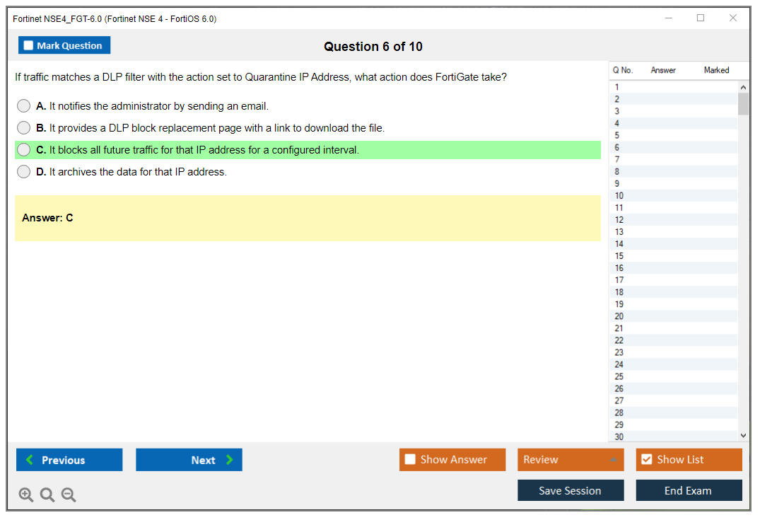 Fortinet NSE4_FGT-6.0 Fortinet NSE 4 - FortiOS 6.0 Practice test exam simulator test engine exam dumps questions answers Image 6