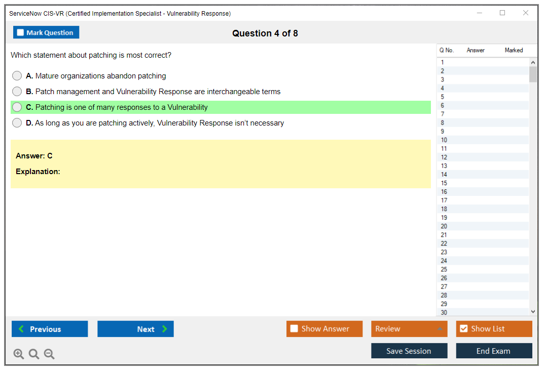 ServiceNow CIS-VR Certified Implementation Specialist - Vulnerability Response Practice test exam simulator test engine exam Prep practice test questions answers Image 4