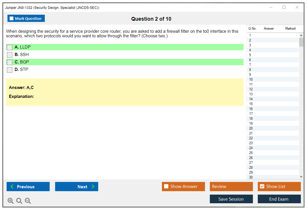 Juniper JN0-1332 Security Design. Specialist (JNCDS-SEC) Practice test exam simulator test engine exam dumps questions answers Image 2