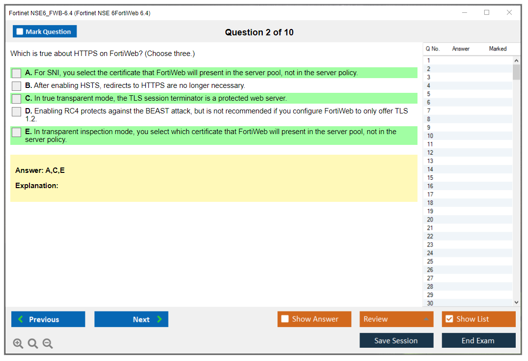 Fortinet NSE6_FWB-6.4 Fortinet NSE 6 - FortiWeb 6.4 Practice test exam simulator test engine exam dumps questions answers Image 2