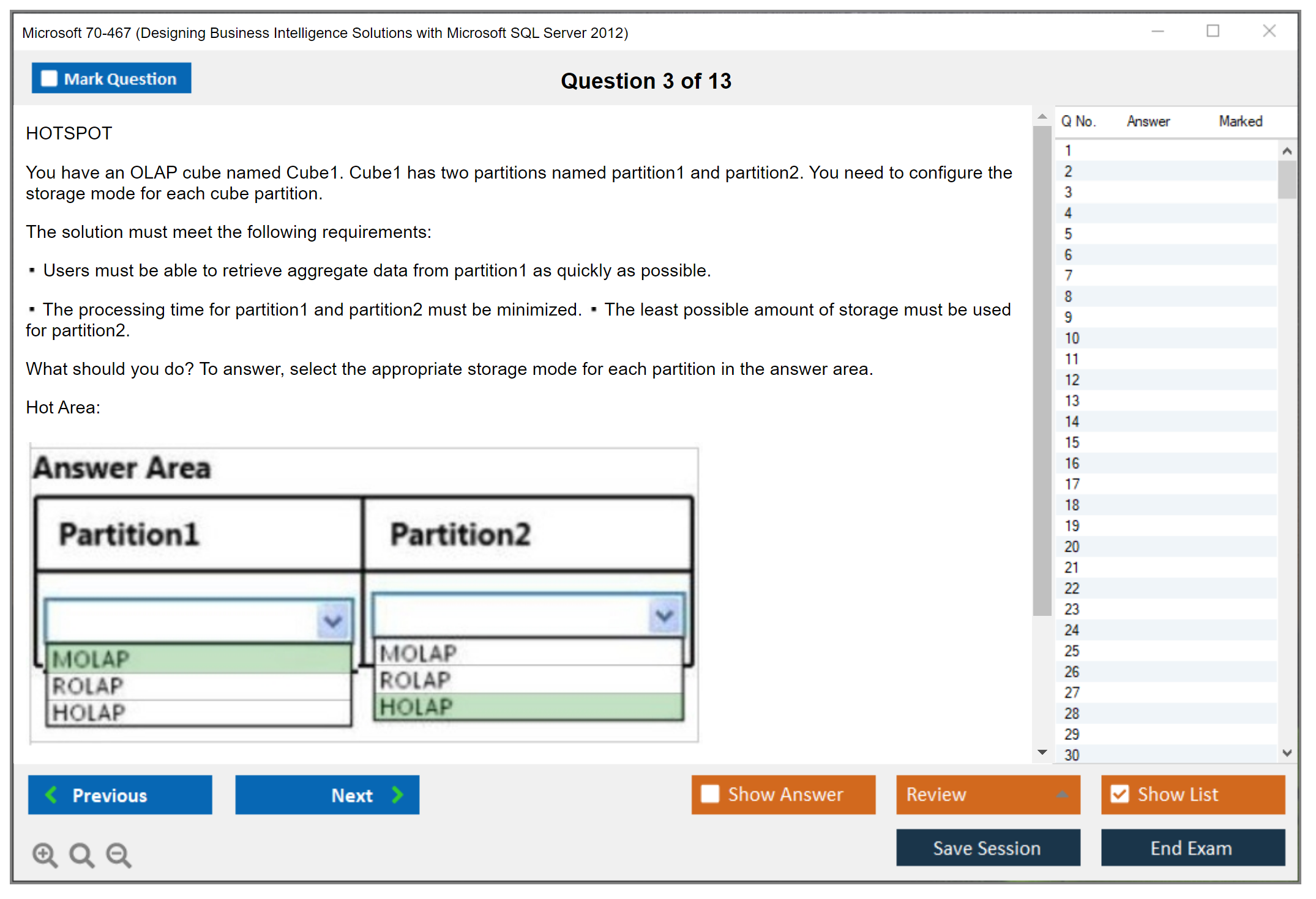 Microsoft 70-467 Designing Business Intelligence Solutions with Microsoft SQL Server 2012 Practice test exam simulator test engine exam Prep practice test questions answers Image 3