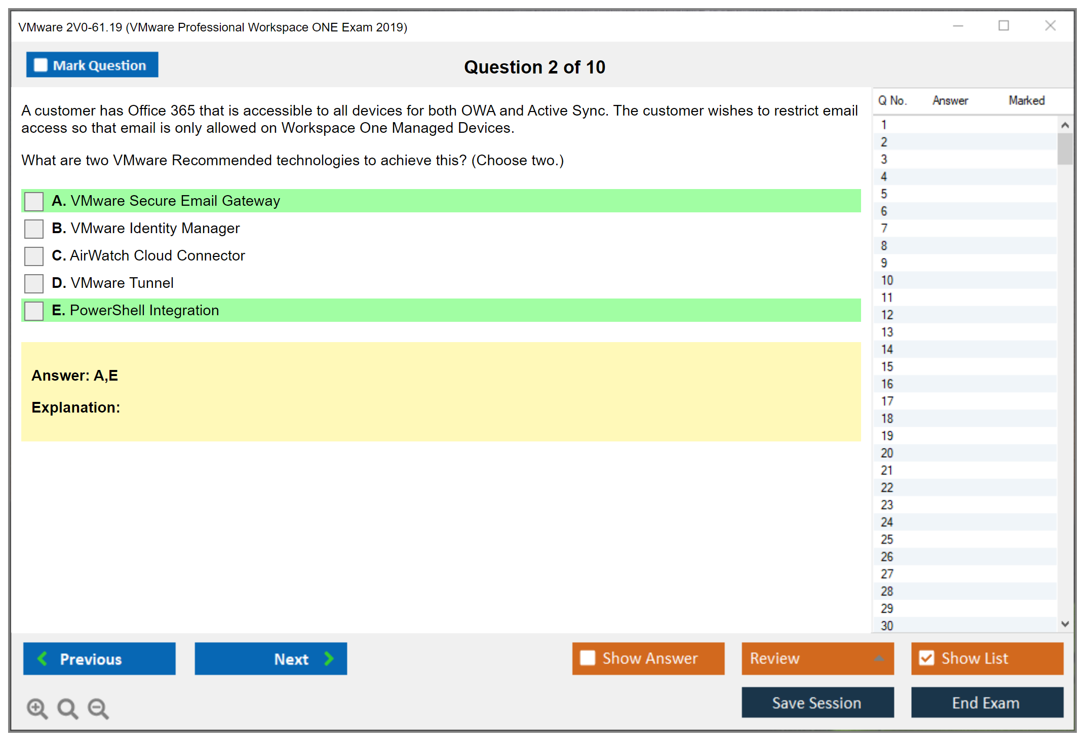 VMware 2V0-61.19 VMware Professional Workspace ONE Exam 2019 Practice test exam simulator test engine exam dumps questions answers Image 2