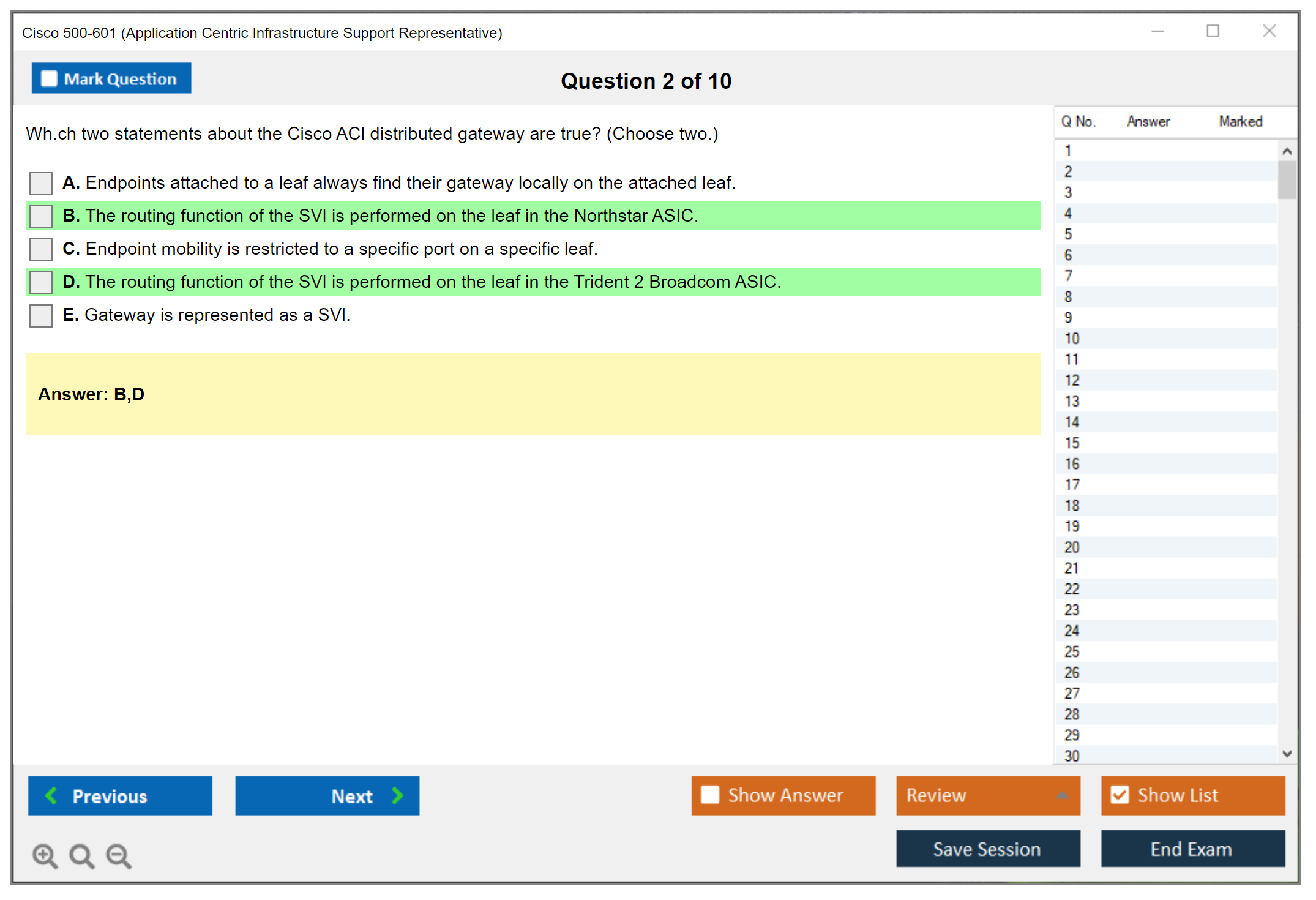 Cisco 500-601 Application Centric Infrastructure Support Representative Practice test exam simulator test engine exam dumps questions answers Image 2